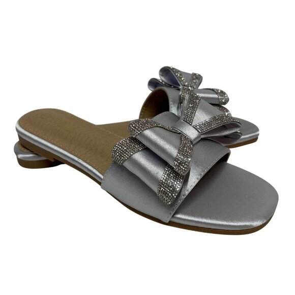 MATA SHOES / Welcome / Silver / Embellished Slide /  Sandals / Size 9 - Picture 1 of 7